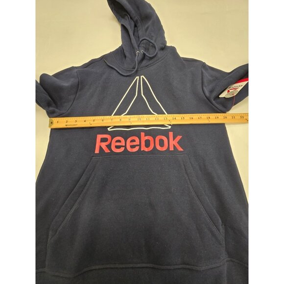 Reebok Hoodie Mens Pullover With Kangaroo Pocket & Logo Navy Blue Size small - Picture 4 of 5